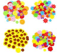 Carykon 4 estilos de flores de fieltro para arte y manualidades, decoración de bricolaje, 240 unidades, colores surtidos