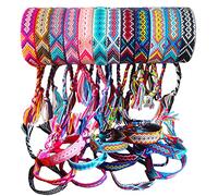 Carykon - Pulseras de amistad tejidas de Nepal con lazo deslizante para mujeres, adolescentes y niñas, el color puede variar, Adjustable from 7' to 12.5', Algodón, No es una piedra preciosa