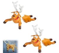 Carziyer Crashing Santa Reindeer Christmas, decoración de ventana Navidad Santa Claus & Reno Crash de tela Oxford, decoración humorística con efecto de cristal roto y animación de pies, para casa