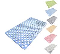 Casa and Beyond Shower Mat, Casa & Beyond Shower Mat with Suction Cups and Drain Holes Drains Fast Easy Dry&Cut for Bathroom (Blue,S)