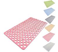 Casa and Beyond Shower Mat, Casa & Beyond Shower Mat with Suction Cups and Drain Holes Drains Fast Easy Dry&Cut for Bathroom (Pink,XL)