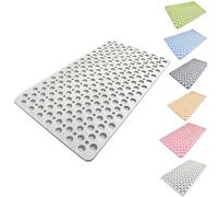Casa and Beyond Shower Mat, Casa & Beyond Shower Mat with Suction Cups and Drain Holes Drains Fast Easy Dry&Cut for Bathroom (White,L)