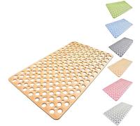 Casa and Beyond Shower Mat, Casa & Beyond Shower Mat with Suction Cups and Drain Holes Drains Fast Easy Dry&Cut for Bathroom (Yellow,S)