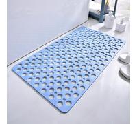 Casa and Beyond Shower Mat,Secure Shower Mat-Non-Slip-with Suction Cups and Drain Holes, Mat Easy Dry & Cut for Inside Showers (70 * 38cm/27.6" × 14.9",Blue)