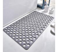 Casa and Beyond Shower Mat,Secure Shower Mat-Non-Slip-with Suction Cups and Drain Holes, Mat Easy Dry & Cut for Inside Showers (70 * 38cm/27.6" × 14.9",Gray)