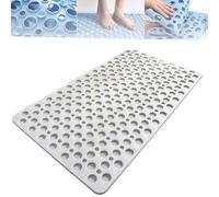 Casa and Beyond Shower Mat, Shower Mat with Suction Cup and Drain Holes, Washable Non-Slip Bathtub Mats (White,88 * 40 cm(34" x 16"))