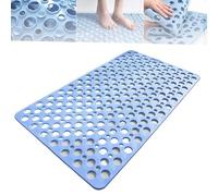 Casa and Beyond Shower Mat, Shower Mat with Suction Cup and Drain Holes, Washable Non-Slip Bathtub Mats (Blue,88 * 40 cm(34" x 16"))