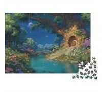 Casa Árbol Fantasía Rompecabezas 1000 Piezas Bosque Hobbit Casa Cartón Premium para Adultos Reunión Amigos para Relajarse Mejor Regalo Oferta 38x26cm/1000pcs