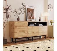Casa & Arredamento - Aparador moderno de madera con tres puertas y estantes, montaje fácil, diseño que ahorra espacio, robusto y fiable, 160 x 35 x 76 cm
