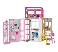 Barbie Casa de 2 Pisos con muñeca Rubia y Accesorios de Juguete, Regalo para niñas y niños +3 años (Mattel HCD46)