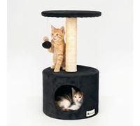 CASA Basics Rascador para Gatos 59 cm Kuchi, Árbol para Gatos, 1 caseta, 1 Plataforma Mirador, 1 Pompon (Negro)