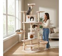 Casa Basics - Rascador para gatos TIGRA, : 204 cm con Plataformas, cuerda, Casetas, Nidos, Árbol para Gatos Beige/ Negro/