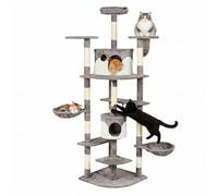 CASA Basics Rascador para Gatos TIGRA 204 cm con Plataformas, Cuerda, Casetas, Nidos, Árbol para Gatos (Gris)