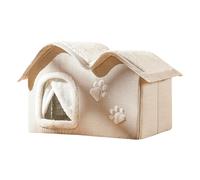 Casa cálida para gatos, refugio para gatos de invierno al aire libre, escondite interior cálido con base antideslizante, cueva suave para cama para gatitos, accesorio para mascotas con estructura aisl