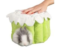 Casa caliente para hámster, refugio de felpa suave, de pastel de 7 pulgadas con correa para colgar, cabaña de de forro polar, muebles de invierno para mascotas con interior suave,