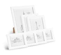 Casa Chic Marcos de Fotos Set 7, Marcos Fotos Vertical y Horizontal, Marco de Fotos de Pie y para Montar en Pared, Porta Retrato Hecho de Madera y Cristal Rojo para Casa y Oficina, Photo Frame