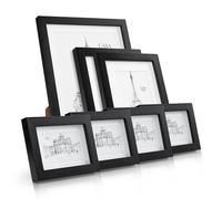 Casa Chic Chalcot Set de 7 marcos de fotos de 3 tamaños rectangulares paspartú de madera auténtica