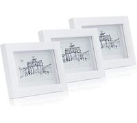 Casa Chic - Marco de Fotos Blanco de 14 x 9 cm, Marco de Fotos de pie o Pared para el hogar, visualización Vertical/Horizontal, Cristal Real y Madera, Marco de póster (3 Unidades)