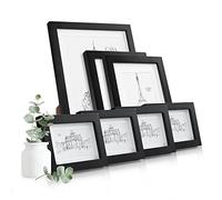Casa Chic Marcos de Fotos Set 7, Marcos Fotos Vertical y Horizontal, Marco de Fotos de Pie y para Montar en Pared, Porta Retrato Hecho de Madera y Cristal Rojo para Casa y Oficina, Photo Frame