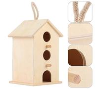 Casa Colgante de Madera para Pájaros, Loros, Canarios, Candelero con Soportes, Exterior, Jardín, Balcón, Caja Nido para Pájaros, Refugio de Descanso