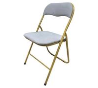 Casa Collection Silla plegable Cynthia de terciopelo gris y estructura dorada