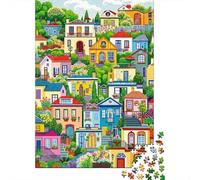 Casa Colorida Pueblo 1000 Piezas Stock De Cartas Premium Paquete De Rompecabezas Entusiastas De Jigsaw Senior Difícil Desafío Decoración De Paredes Paquete De Valor 70x50cm/1000pcs