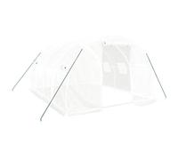 Casa con estructura de acero, 12 m², 4 x 3 x 2 m, color blanco | Cubierta de polietileno, puerta con cremallera, 4 ventanas laterales, protección contra la corrosión, jardinería de hobby