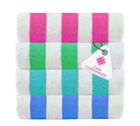 Casa Copenhagen Cabana Beach, diseñada en Dinamarca, Resistente y Duradera, de Secado rápido.76,2 x 152,4 cm, Juego de Toallas de Playa de algodón de 4 Piezas, Turquesa, Azul Real, Rosa, Verde.