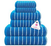 Casa Copenhagen Ecstatic Juego de Toallas 6 Piezas, 600 gsm Azul Eléctrico, 2 baño, 2 Toallas Mano, 2 paños faciales, diseñado en Dinamarca, Hecho de Suave algodón Egipcio, para baño, Cocina y Ducha