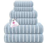 Casa Copenhagen Ecstatic Juego de Toallas de 6 Piezas - Azul Polvo, 600 g/m², 2 Toallas de baño, 2 Toallas de Mano, 2 paños faciales, Suave algodón Egipcio, para baño, Cocina y Ducha