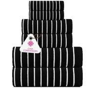 Casa Copenhagen Ecstatic Juego de Toallas de 6 Piezas - Negro, 600 g/m², 2 Toallas de baño, 2 Toallas de Mano, 2 paños faciales, Suave algodón Egipcio, para baño, Cocina y Ducha