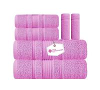 Casa Copenhagen Eono Juego de Toallas de 6 Piezas de Color Rosa, 2 Toallas de baño, 2 Toallas de Mano, 2 toallitas, algodón Egipcio súper Suave para Hotel y SPA, baño, Cocina, Ducha