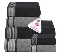 Casa Copenhagen Juego de Toallas He & She de 6 Piezas, Gris Pino + Violeta Gris, 550 g/m², 2 baño, 2 Mano, 2 paños, diseñado en Dinamarca con algodón Egipcio para baño, Cocina y Ducha.