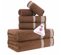 Casa Copenhagen Solitaire-Juego de Toallas de diseño de 6piezas,100% algodón Egipcio-MARRÓN,600g/m²,2toallas de baño,2toallas de Mano,2toallitas faciales-Set Regalo para Mujeres y Hombres