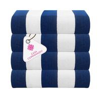 Casa Copenhagen Toalla Cabana de, diseñada en Dinamarca, Resistente y Duradera, de Secado rápido, para Playa, Piscina, baño y Ducha, 76 x 152 cm, Juego de Toallas de algodón de 4 Piezas - Azul Real.