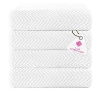 Casa Copenhagen Wave Textured Juego de Toallas de Baño de 4 Piezas - Blanco, 550 g/m², Toallas de Algodón Resistentes y Duraderas, Set de Regalo para Baño