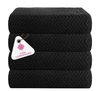 Casa Copenhagen Wave Textured Juego de Toallas de baño de 4 Piezas - Negro, 550 g/m², Toallas de baño de 4 Piezas, Toallas de algodón, Uso rudo y exigente, Set de Regalo para baño