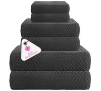 Casa Copenhagen Wave Textured Juego de Toallas de diseño de 6piezas, 100% algodón Egipcio-Gris Pino, 550g/m²,2toallas de baño,2toallas de Mano,2toallitas faciales-Set de Regalo para Mujeres y Hombres
