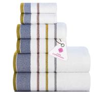 Casa Copenhagen White Bay Juego de Toallas, algodón Egipcio de 600 g/m² para hoteles, spas, cocinas y baños, Juego 6 Piezas 2 de baño, 2 Toallas de Mano, 2 toallitas faciales-Gris carbón.