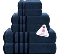 Casa Copenhagen Zero Twist, Juego de Toallas 6 Piezas 100% algodón, Azul Marino, 600 g/m², 2 paños de baño, 2 Manos, 2 Manoplas de algodón Egipcio, Toallas Lujo ultrasuaves para Hotel, SPA, Cocina