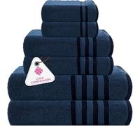 Casa Copenhagen Zero Twist, Juego de Toallas de 6 Piezas 100% algodón, Azul Marino, 600 g/m², 2 paños baño, 2 Mano, 2 paños de algodón Egipcio, Toallas Lujo ultrasuaves para Hotel, SPA, Cocina