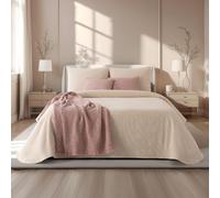 Casa da Laura Colcha Beige Donna con Diseño Geométrico - 100% Algodón - Colcha para Cama de 150x200 de 240x270 cm - Estilo Moderno y Confort Diario - Hecha en Portugal