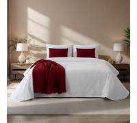 Casa da Laura Colcha Blanca Donna con Diseño Geométrico - 100% Algodón - Colcha para Cama de 105x200 de 200x270 cm - Estilo Moderno y Confort Diario - Hecha en Portugal