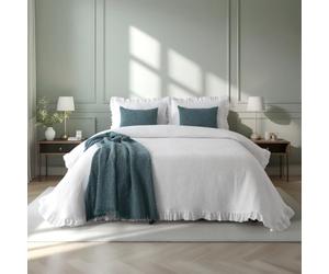 Casa da Laura - Colcha Blanca Marina con Diseño Geométrico - Colchas 180x260 cm para Cama 90x200 cm - Estilo y Comodidad para el Hogar