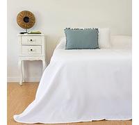 Casa da Laura - Colcha Blanca para Cama 90 - 180 x 270 cm - Elegante con Rombos - 80% Algodón y 20% Poliéster