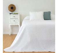 Casa da Laura - Colcha Blanca para Cama 90 - Colcha 180 x 260 cm - Colcha Elegante patrón de Waffle - 100% Algodón Prelavado
