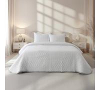 Casa da Laura - Colcha Gris Reversible con Estrellas - 260 x 270 cm - 50% Algodón 50% Poliéster