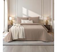 Casa da Laura - Colcha Marrón Claro con Puntos Alexia 100% Algodón - Colchas 240x270 cm para Cama 150x200 cm - Suavidad y Elegancia para el Hogar