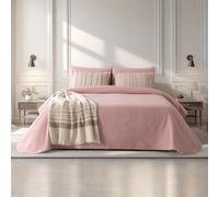 Casa da Laura - Colcha Rosa con Puntos Alexia 100% Algodón - Colchas 240x270 cm para Cama 150x200 cm - Suavidad y Elegancia para el Hogar