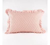Casa da Laura - Funda de Cojín Rosa Palo 50 x 70 cm - Almohada con Puntilla y Volante Tejido 100% Algodón Prelavado Resistente y ExtraSuave